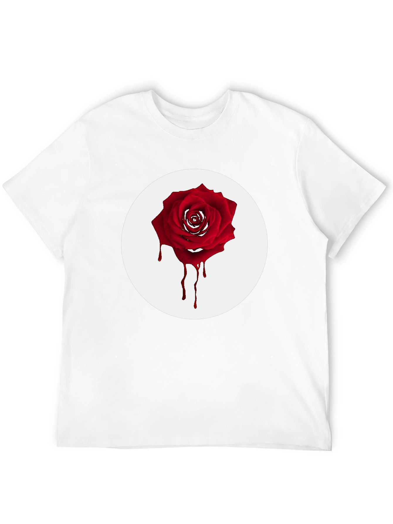 Mens Black T-Shirt with Bleeding Rose Graphic