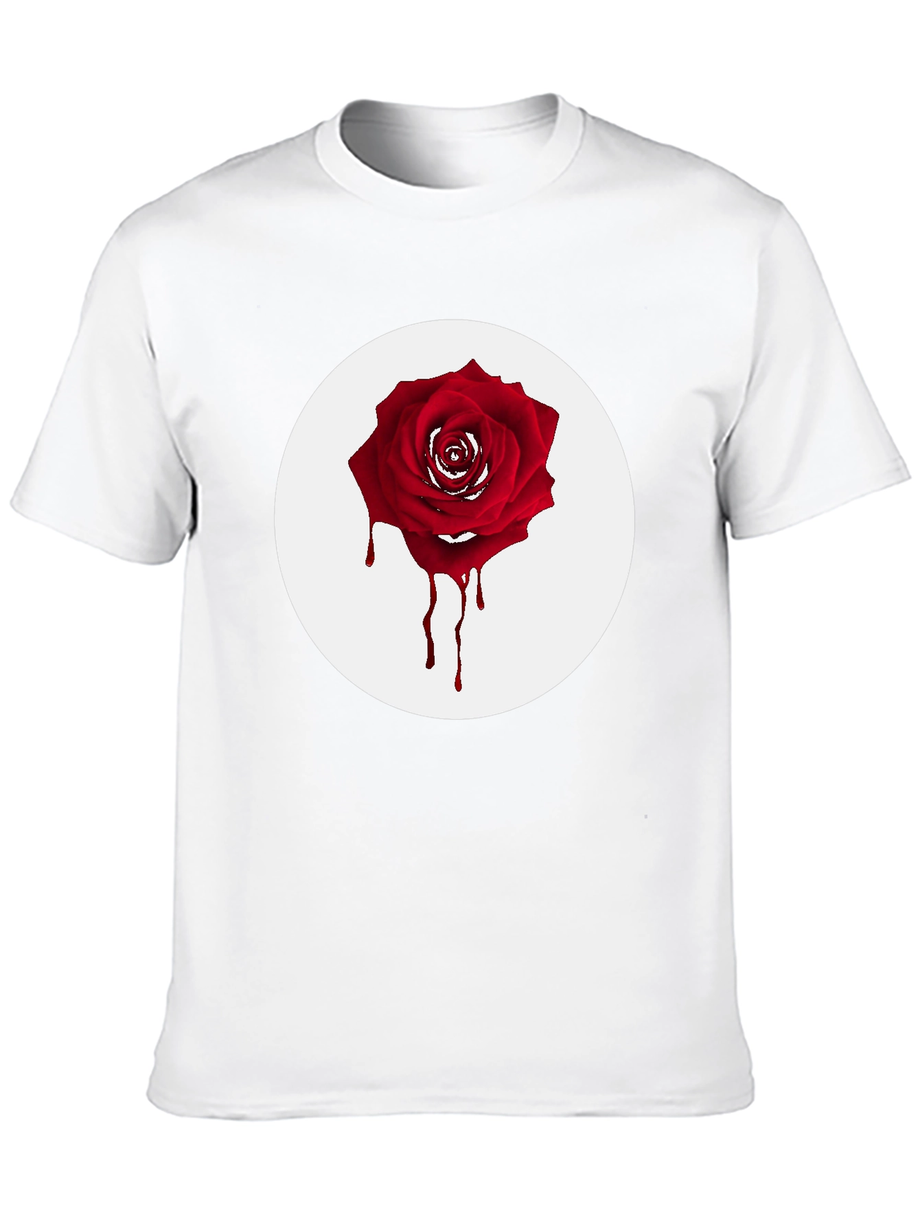 Mens Black T-Shirt with Bleeding Rose Graphic