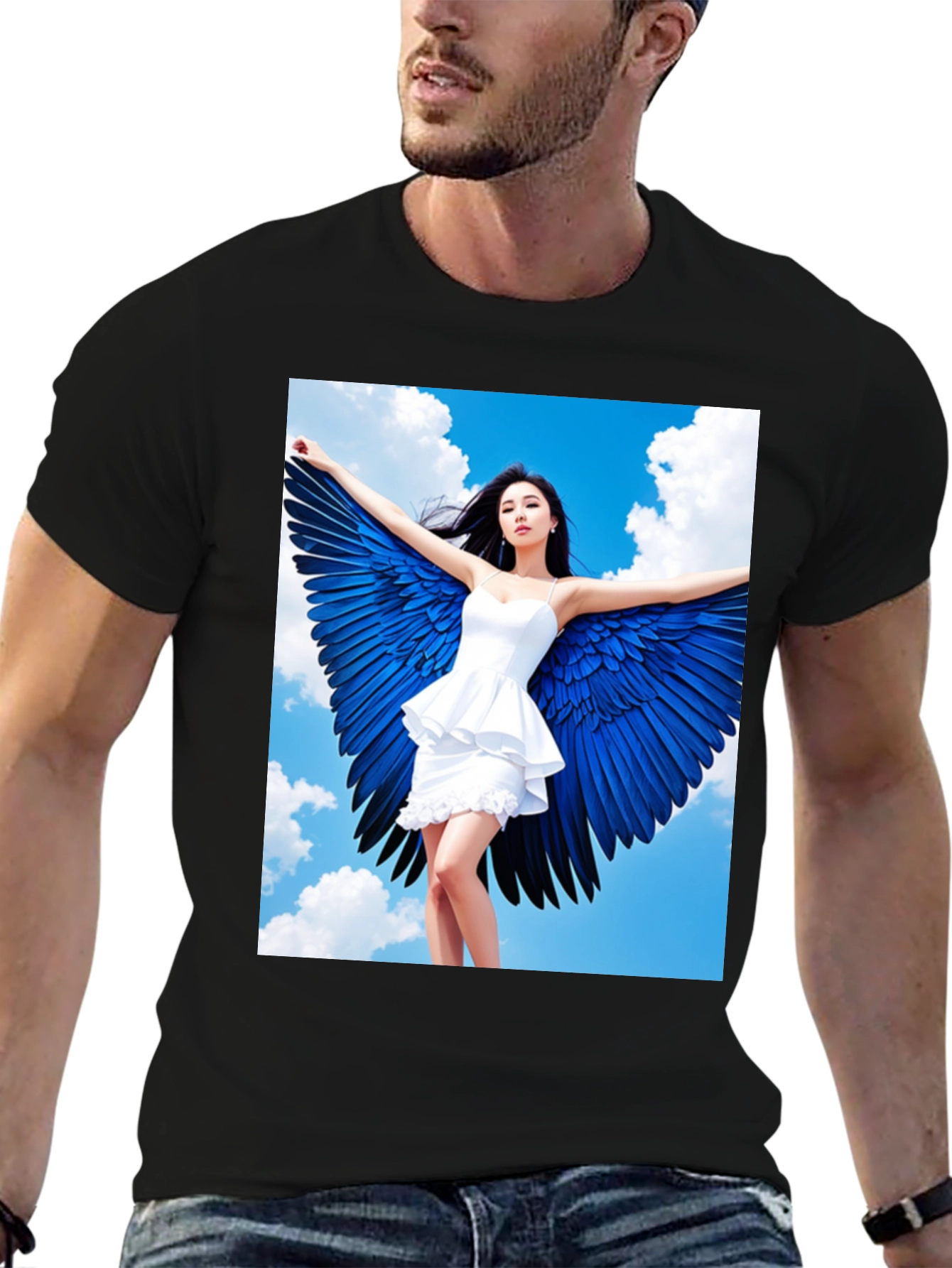 Angel Wings Graphic T-Shirt - Stylish Black Tee