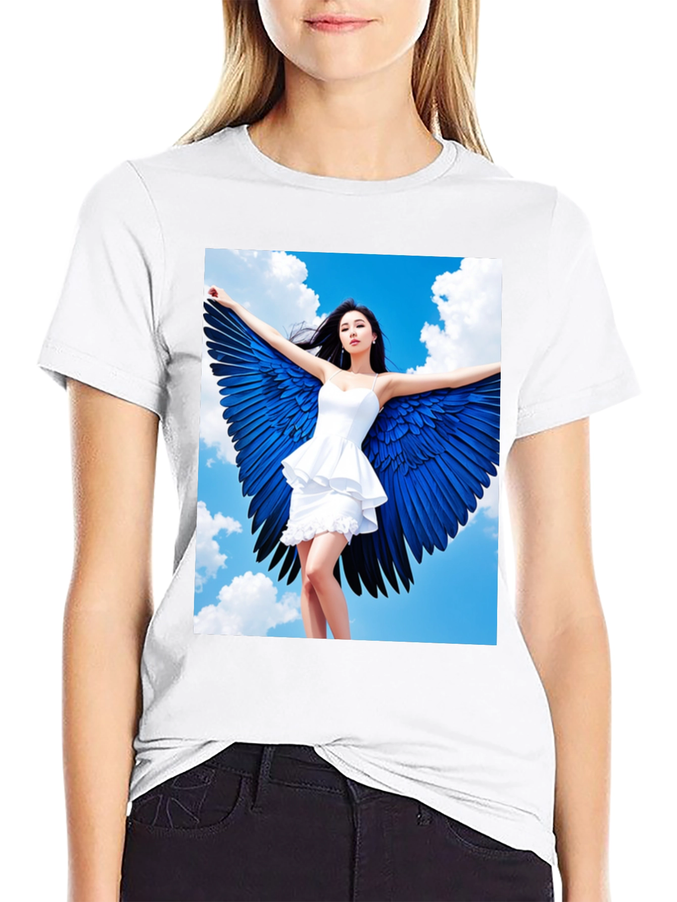 Angel Wings Graphic T-Shirt - Stylish Black Tee
