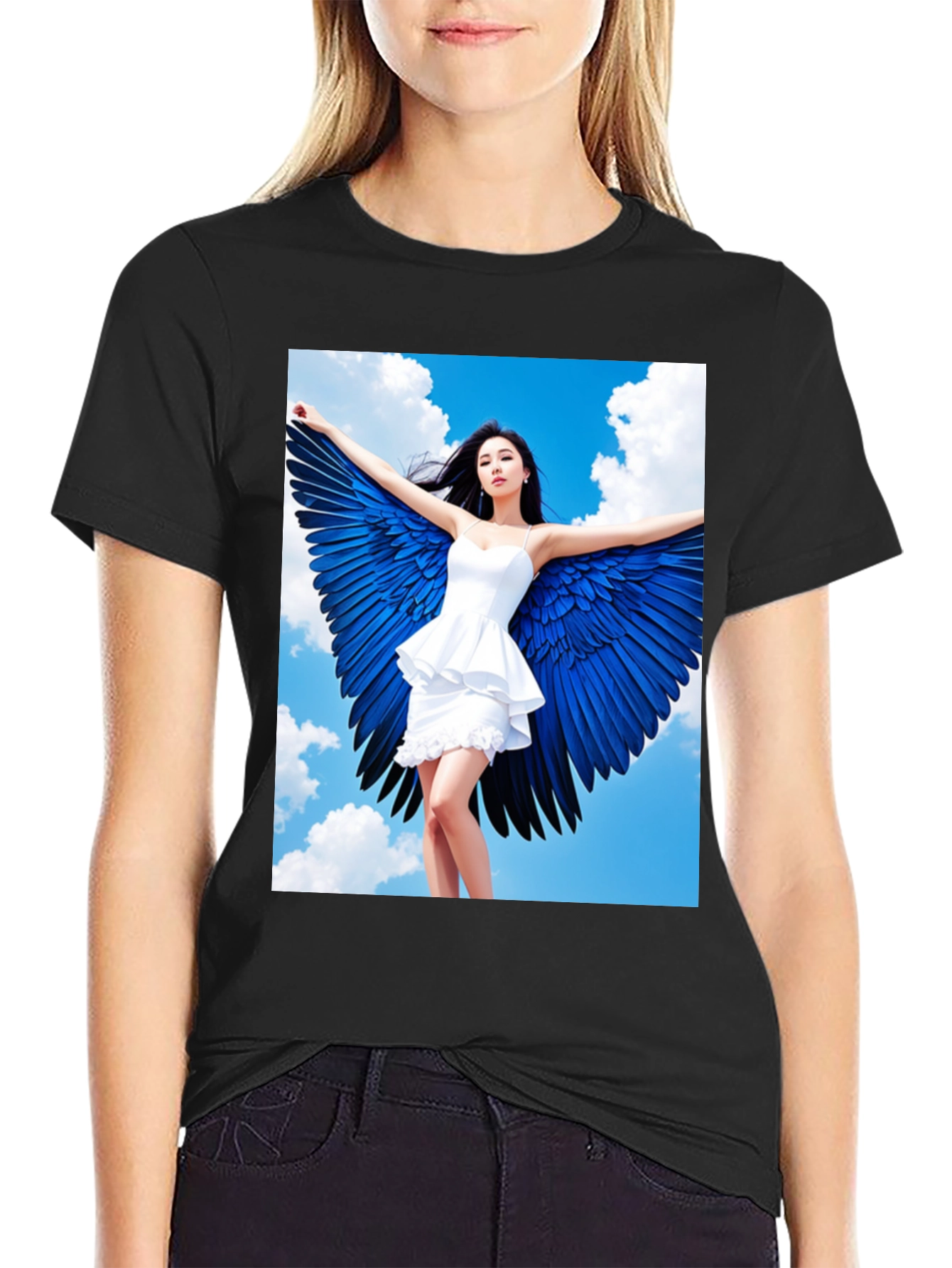 Angel Wings Graphic T-Shirt - Stylish Black Tee