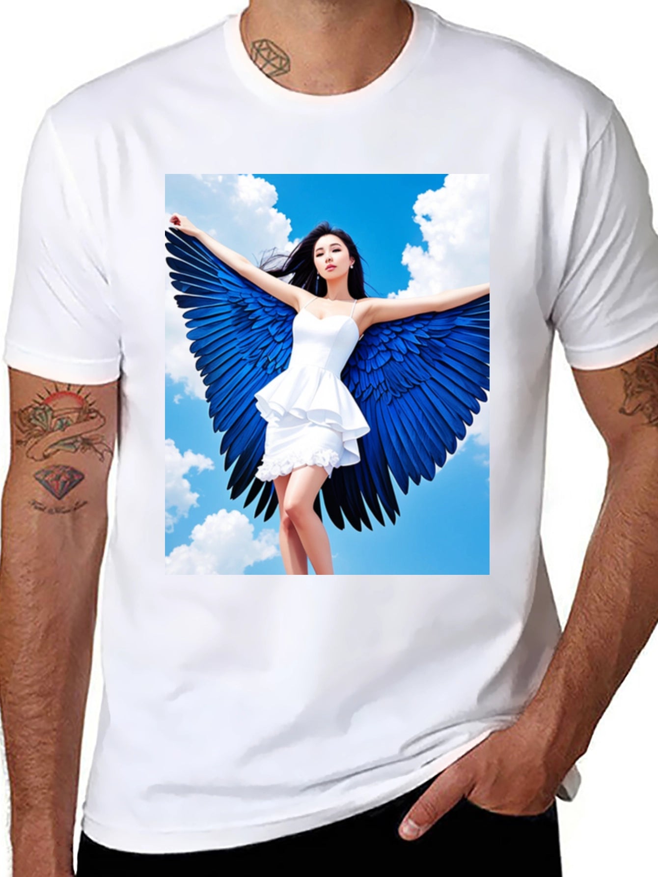 Angel Wings Graphic T-Shirt - Stylish Black Tee