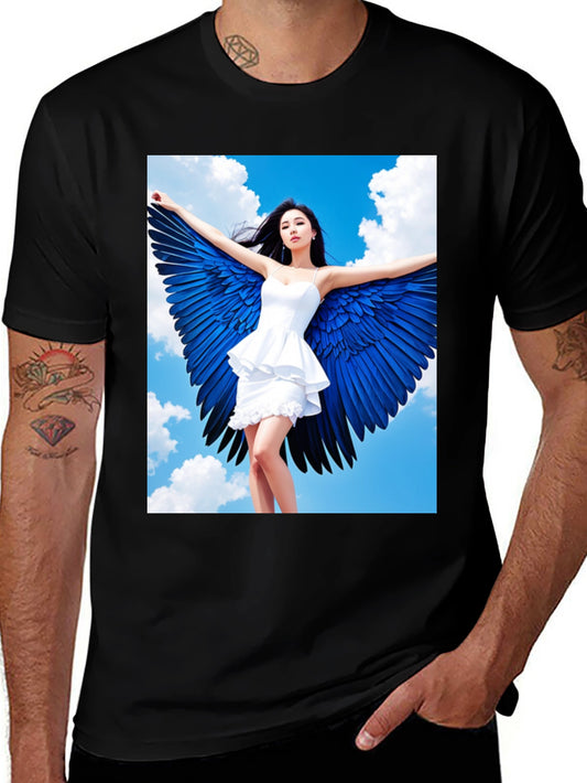 Angel Wings Graphic T-Shirt - Stylish Black Tee