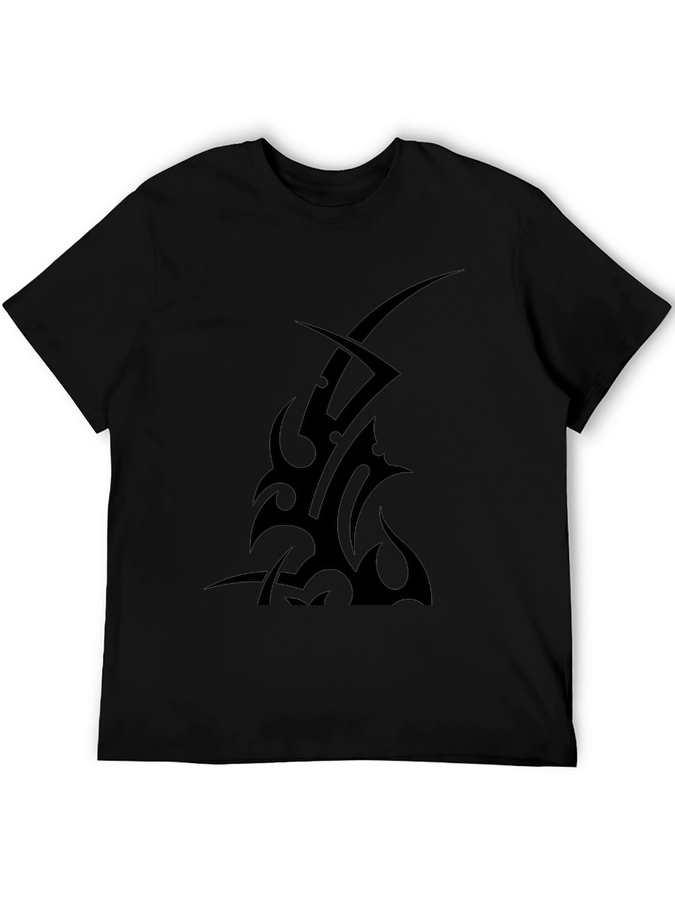 Tribal Tattoo Graphic Tee - Black Cotton T-Shirt