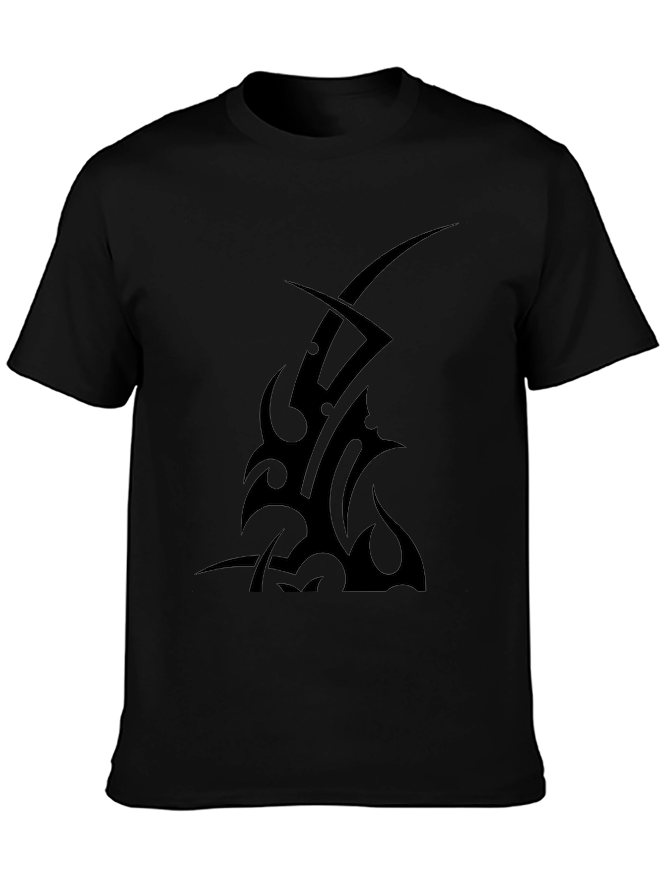 Tribal Tattoo Graphic Tee - Black Cotton T-Shirt