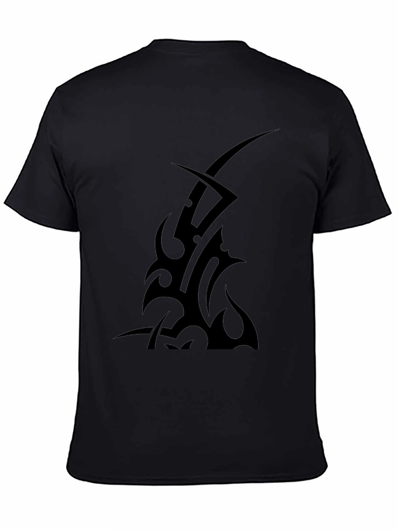 Tribal Tattoo Graphic Tee - Black Cotton T-Shirt