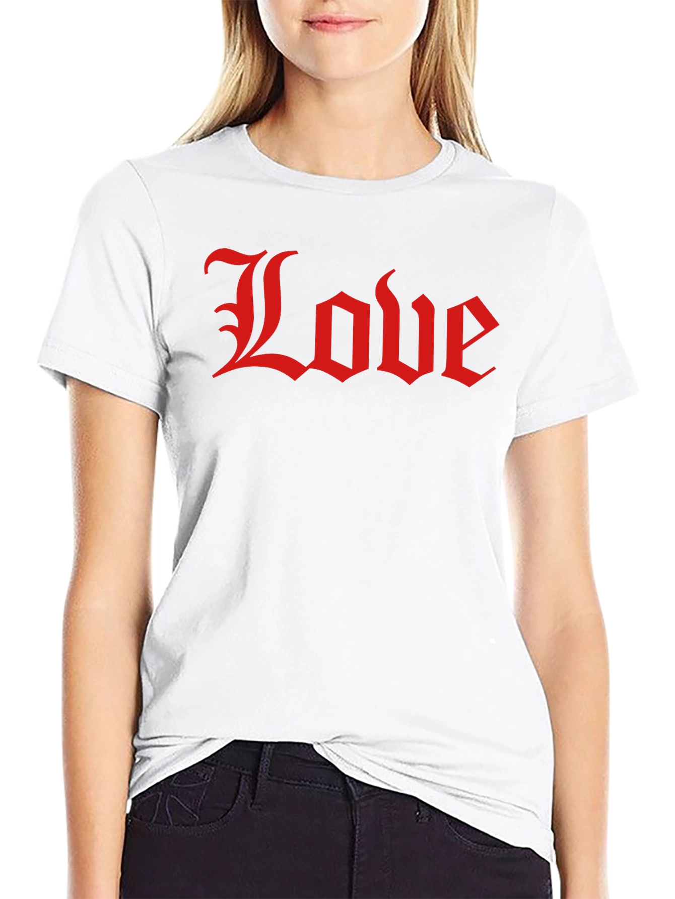 Love Gothic Script Black T-Shirt