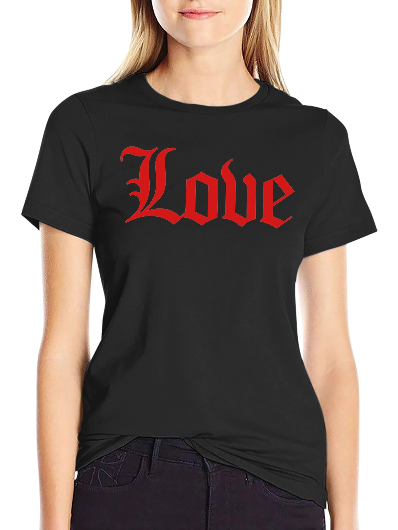 Love Gothic Script Black T-Shirt