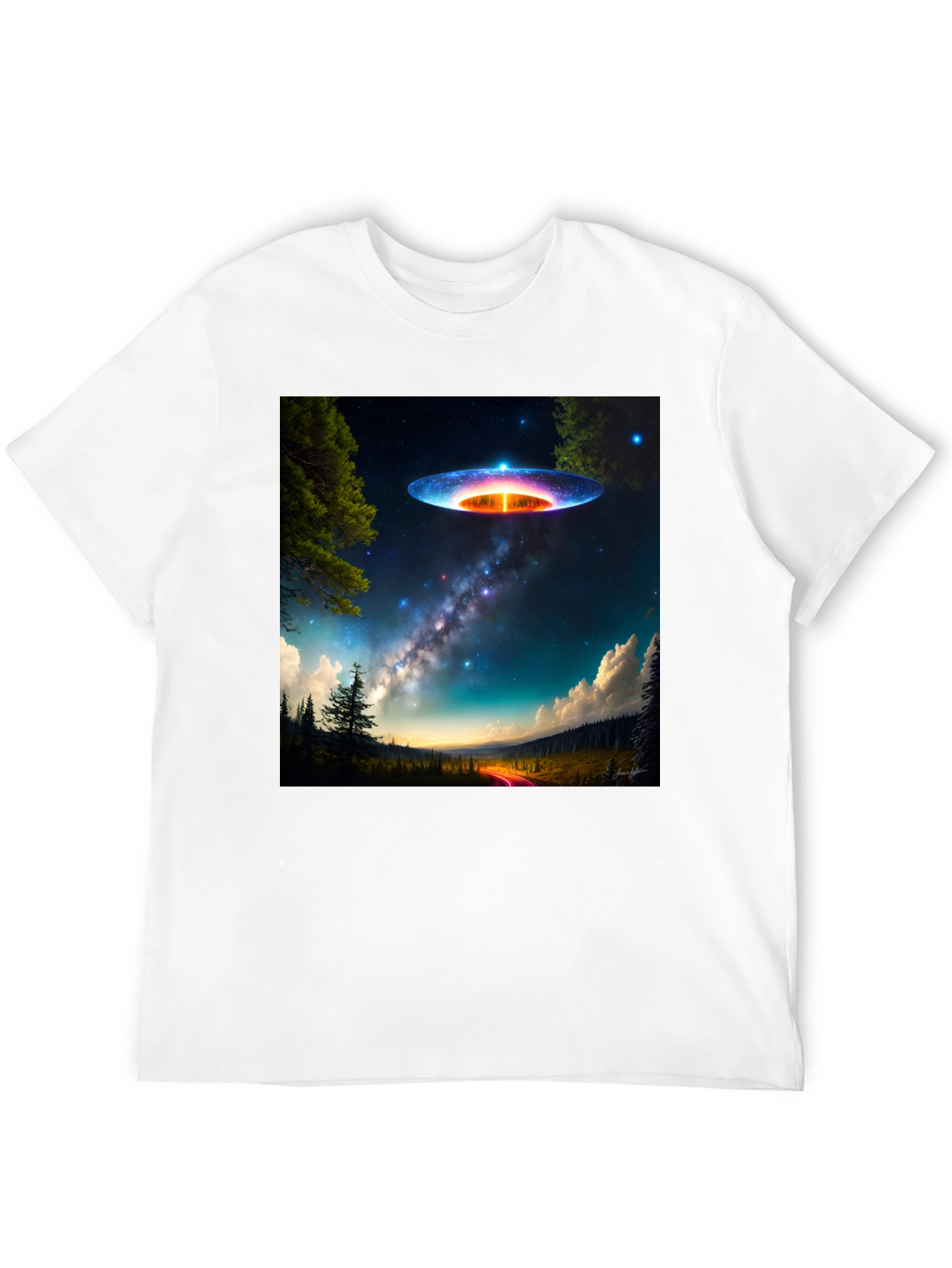 UFO Landscape T-Shirt - Galaxy Alien Graphic Tee