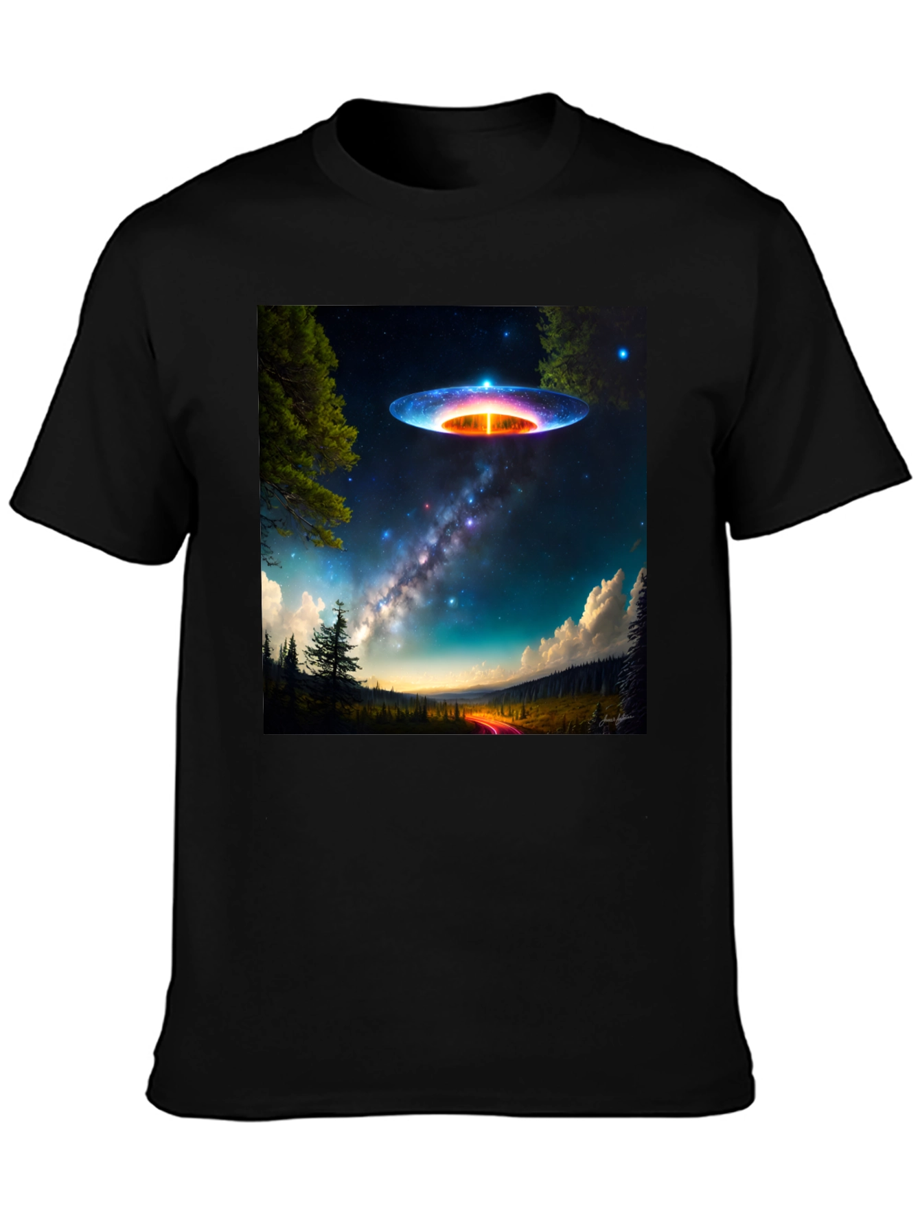 UFO Landscape T-Shirt - Galaxy Alien Graphic Tee