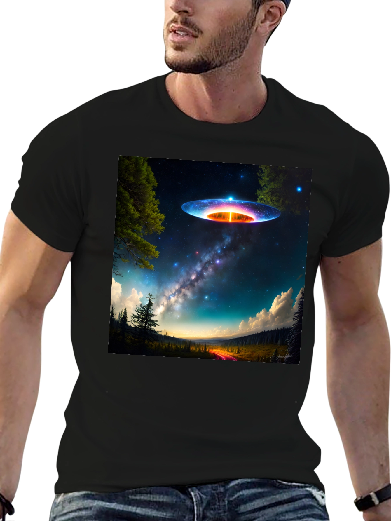UFO Landscape T-Shirt - Galaxy Alien Graphic Tee