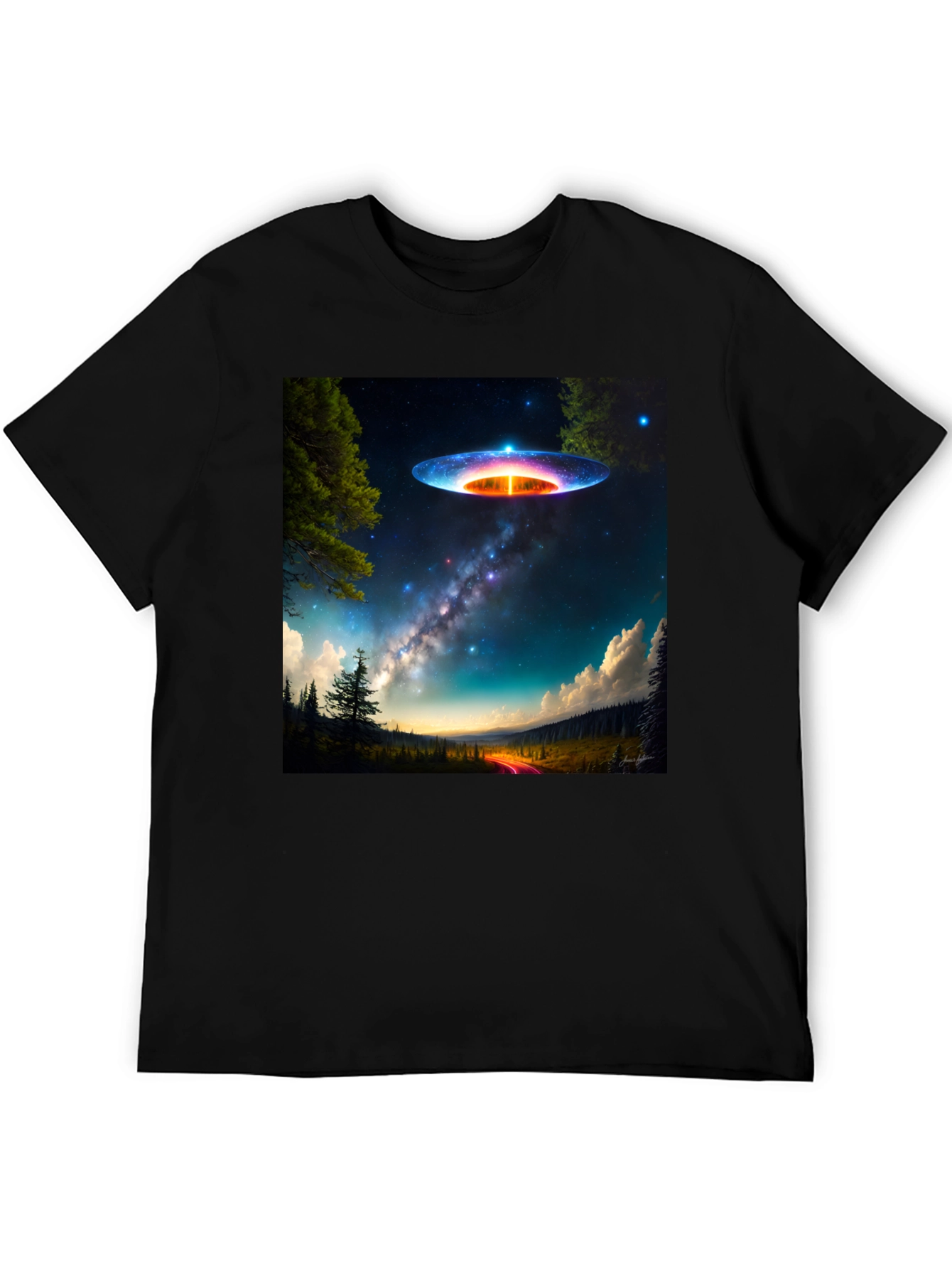 UFO Landscape T-Shirt - Galaxy Alien Graphic Tee