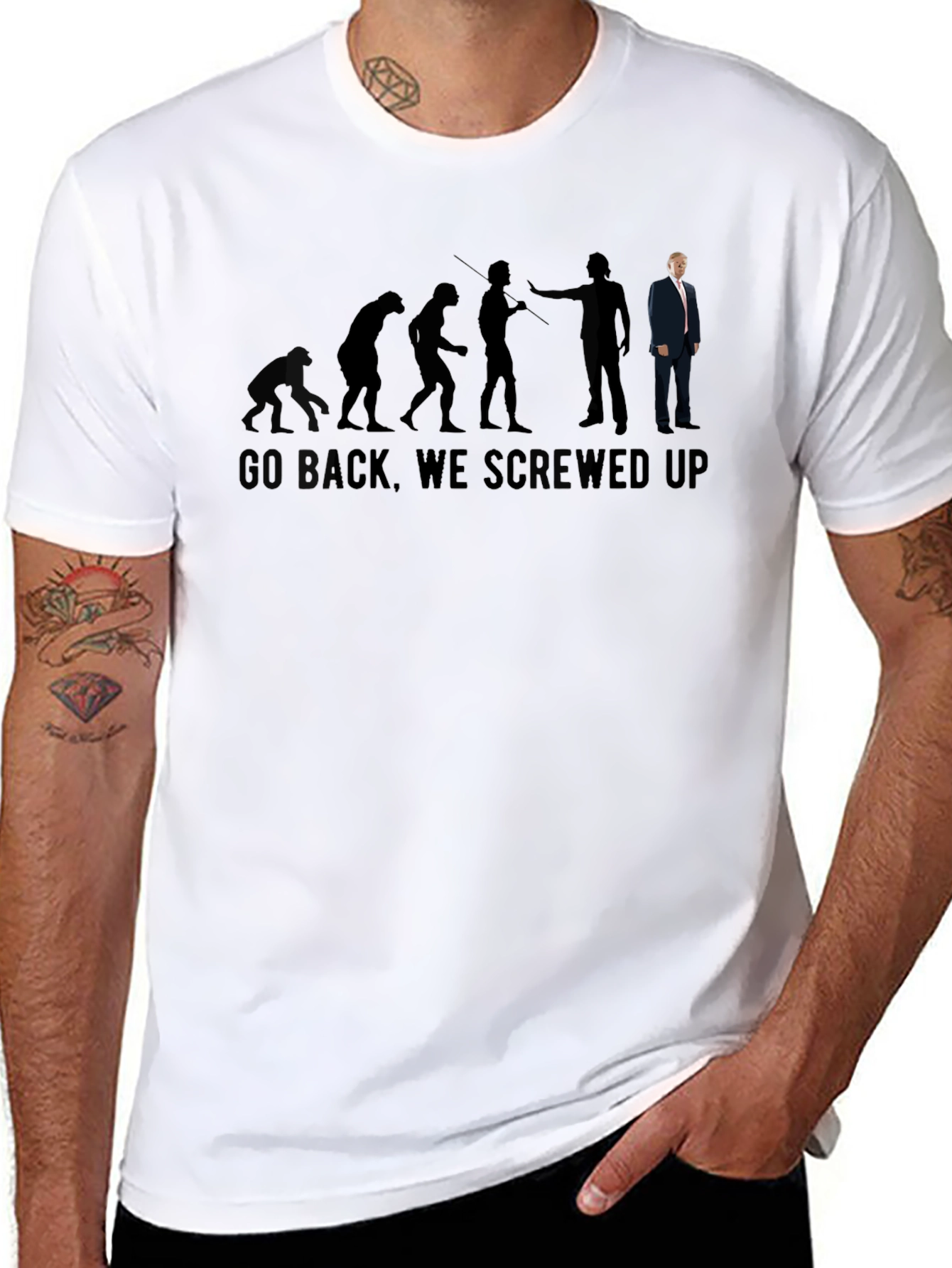 Evolution Trump Go Back Screwed Up T-Shirt