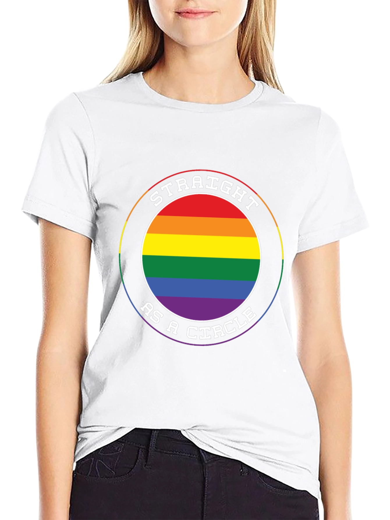 Straight as a Circle LGBTQ Pride T-Shirt