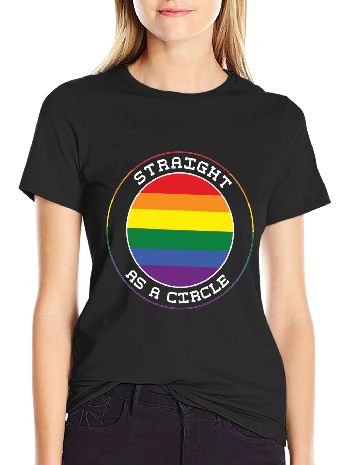 Straight as a Circle LGBTQ Pride T-Shirt
