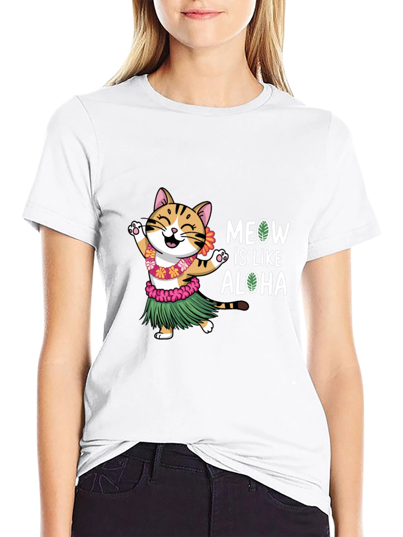 Meow is Like Aloha Cat Hawaiian T-Shirt