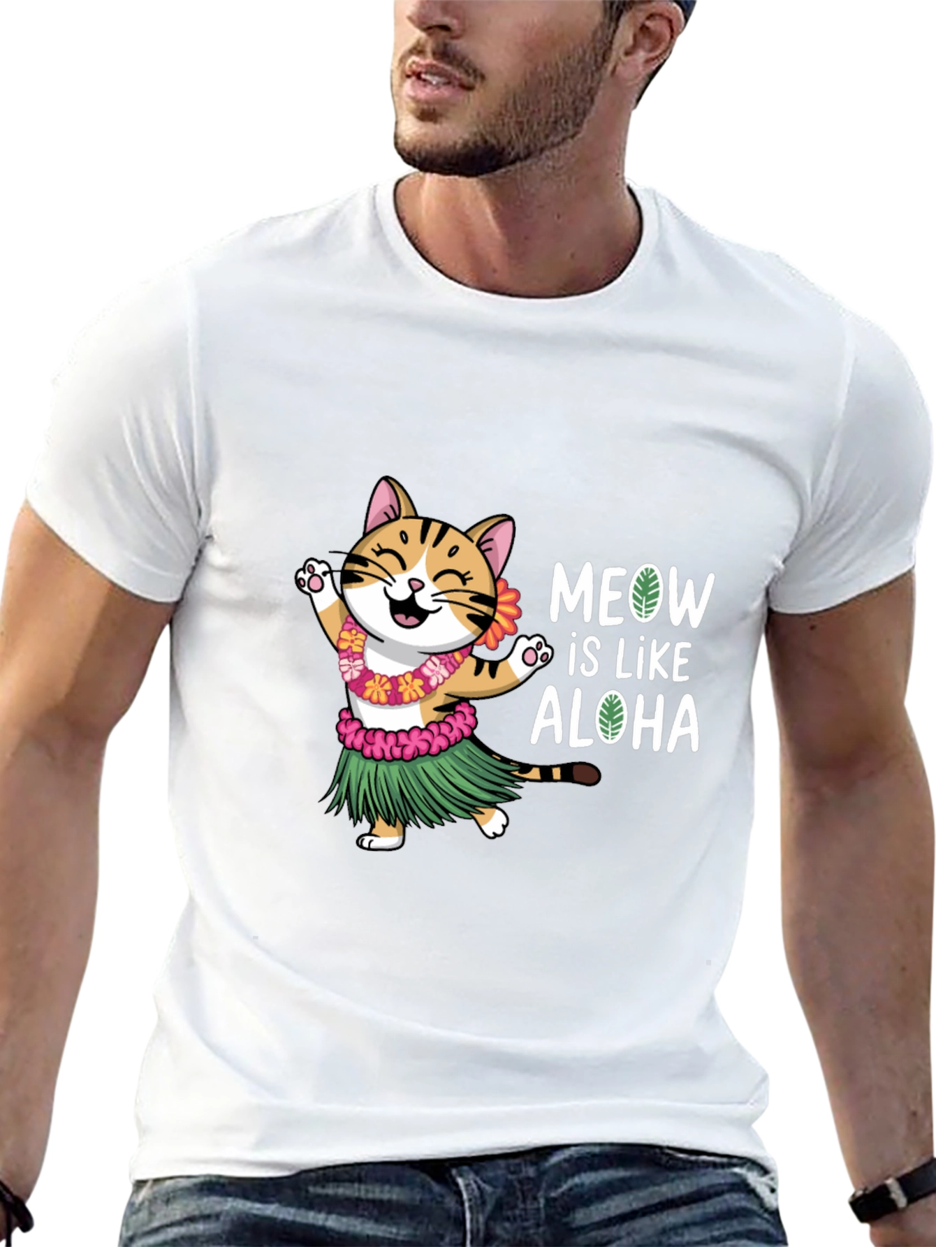 Meow is Like Aloha Cat Hawaiian T-Shirt