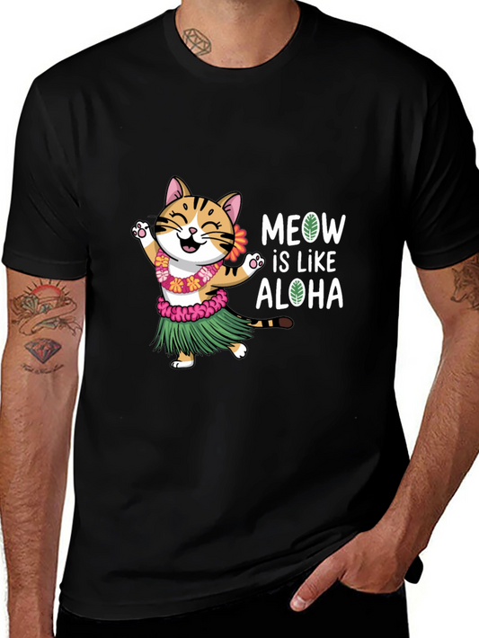 Meow is Like Aloha Cat Hawaiian T-Shirt