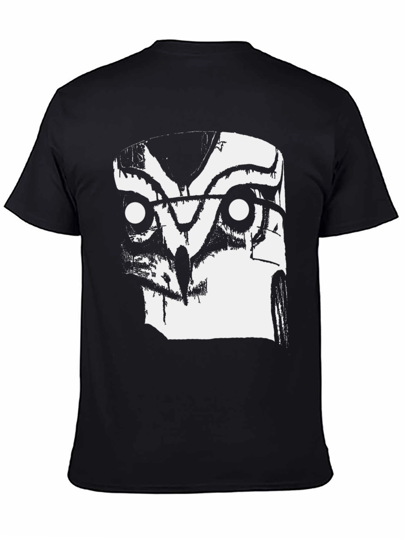 Abstract Owl Graphic Print Black T-Shirt