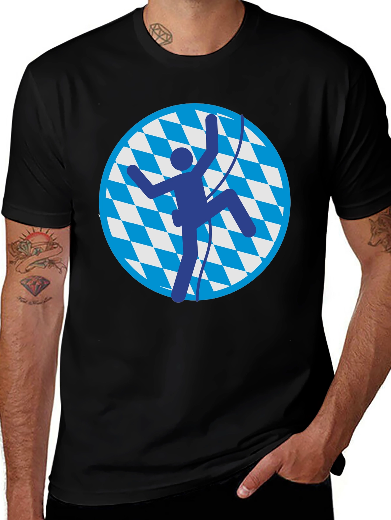 Climbing Bavarian T-Shirt - Black Cotton Tee