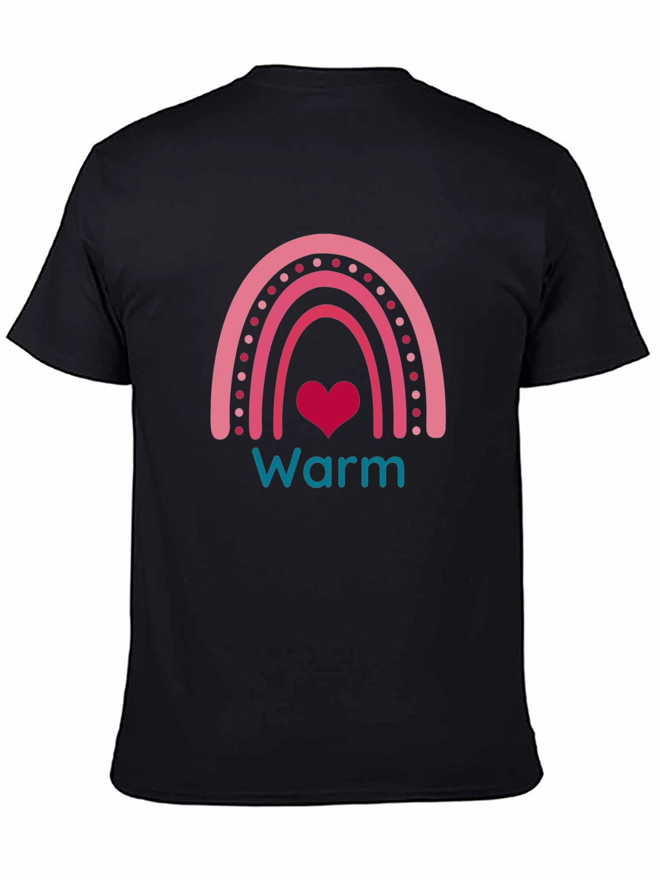 Warm Heart Rainbow Graphic Tee - Black Cotton T-Shirt
