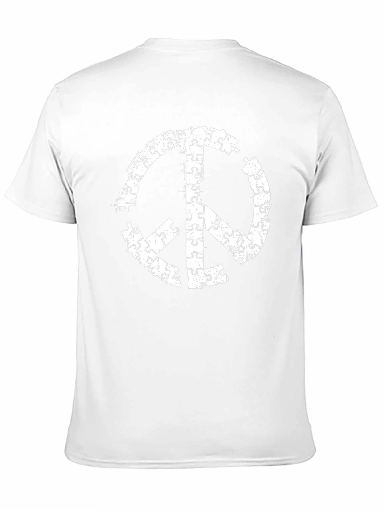 Puzzle Piece Peace Sign Black T-Shirt