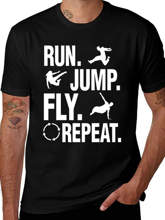 Run Jump Fly Repeat Black T-Shirt