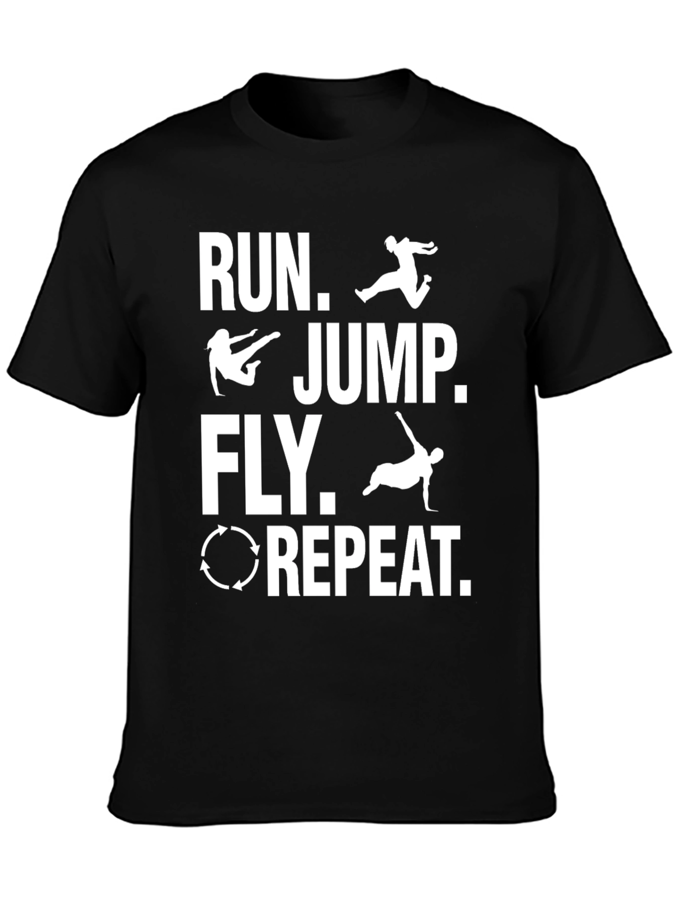 Run Jump Fly Repeat Black T-Shirt