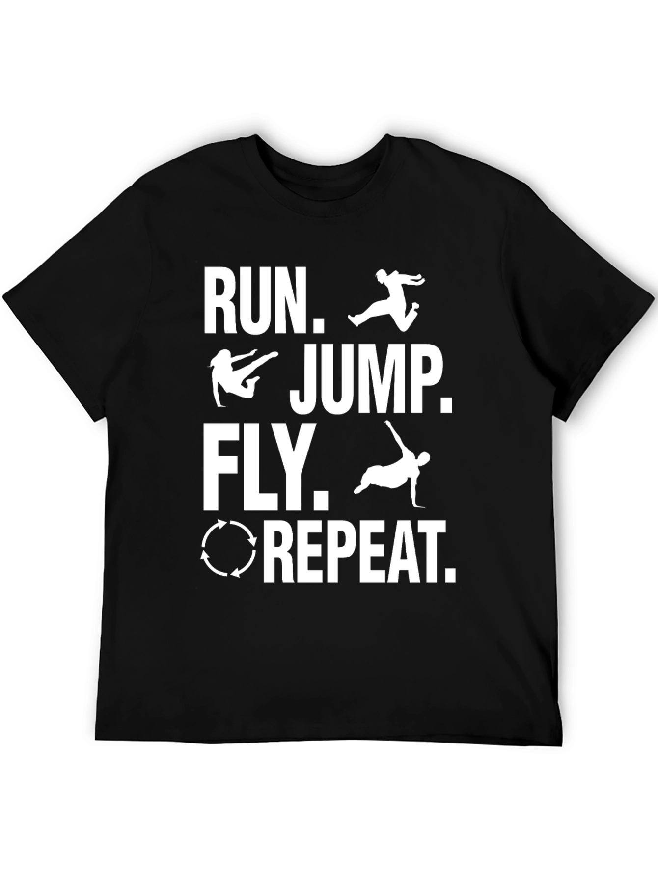 Run Jump Fly Repeat Black T-Shirt