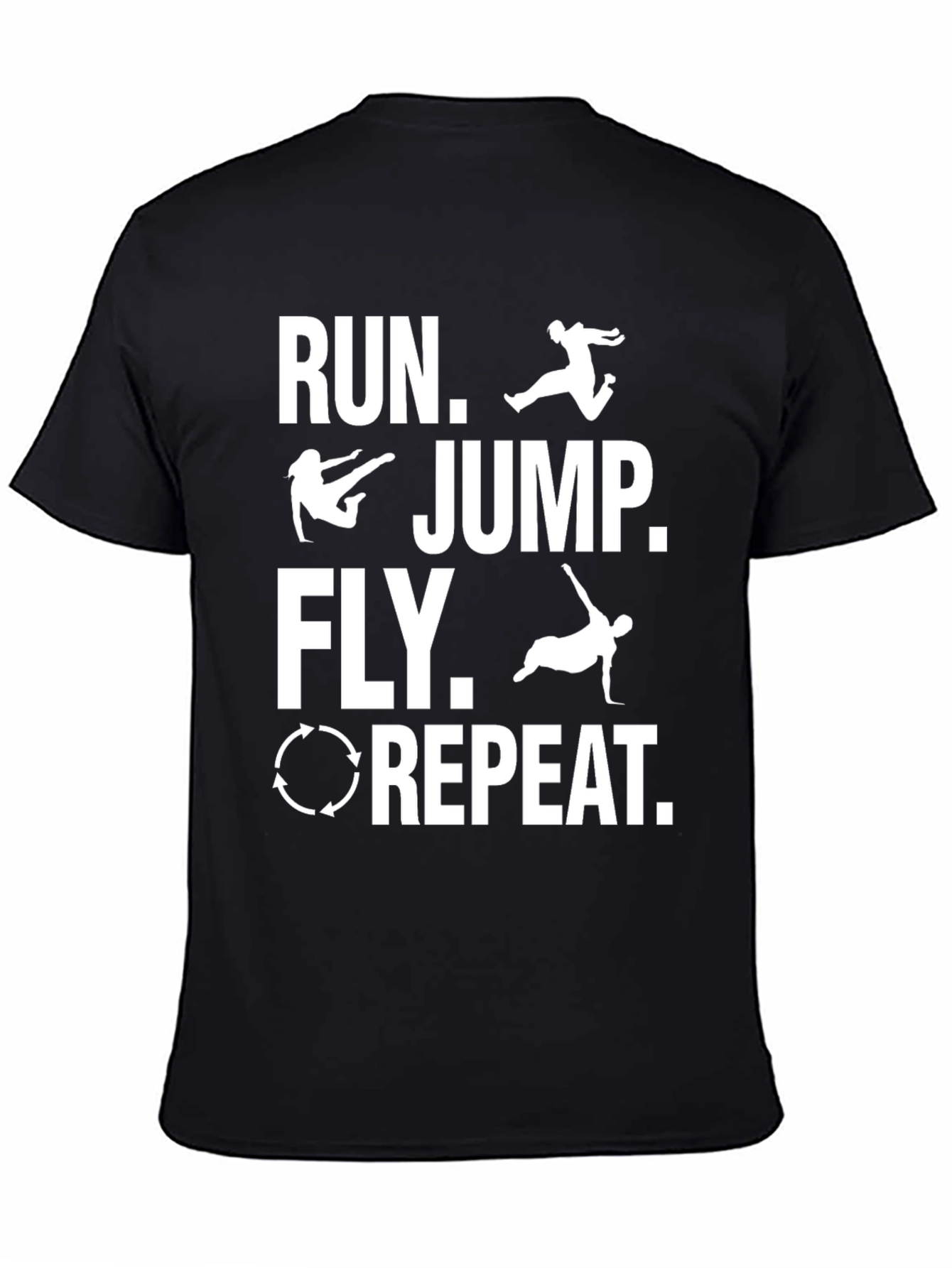Run Jump Fly Repeat Black T-Shirt
