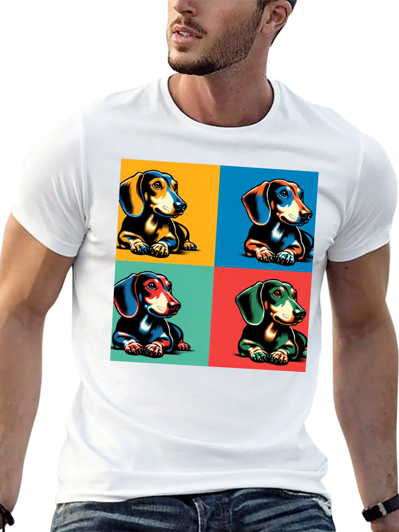 Dachshund Pop Art T-Shirt - Black