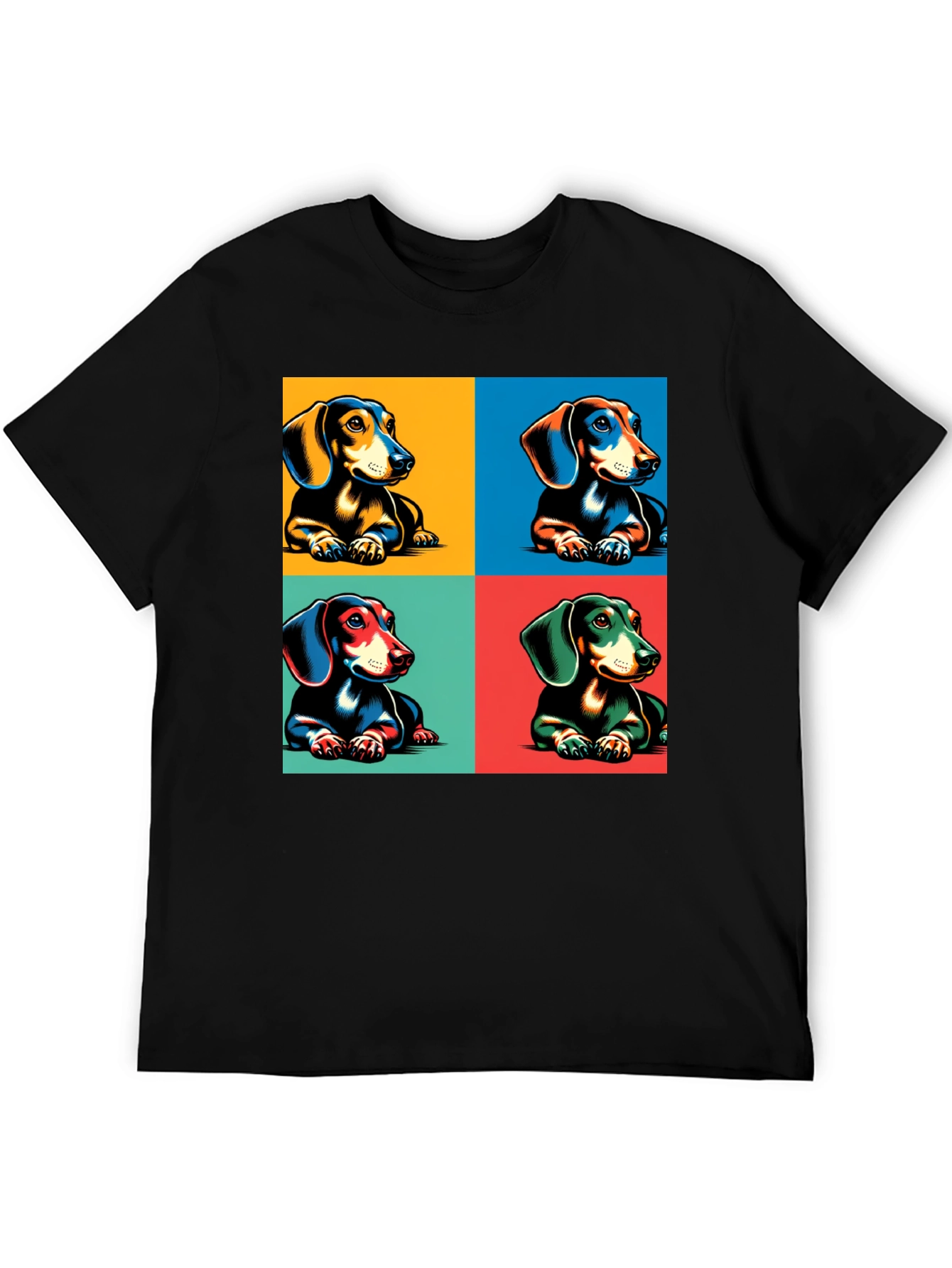 Dachshund Pop Art T-Shirt - Black