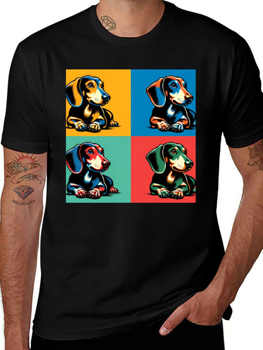 Dachshund Pop Art T-Shirt - Black