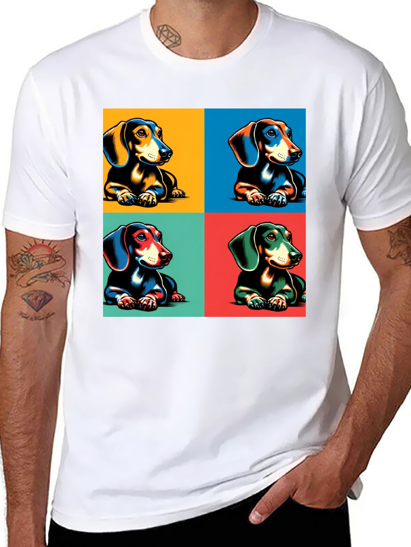 Dachshund Pop Art T-Shirt - Black