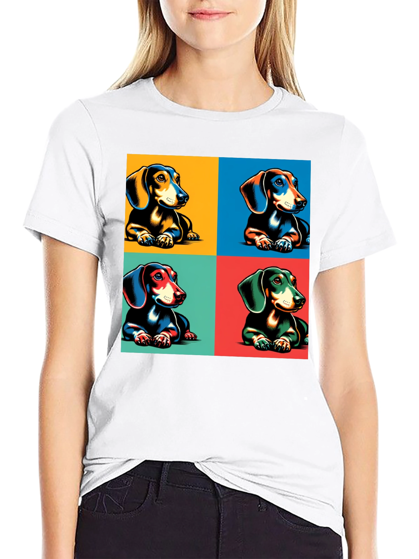 Dachshund Pop Art T-Shirt - Black