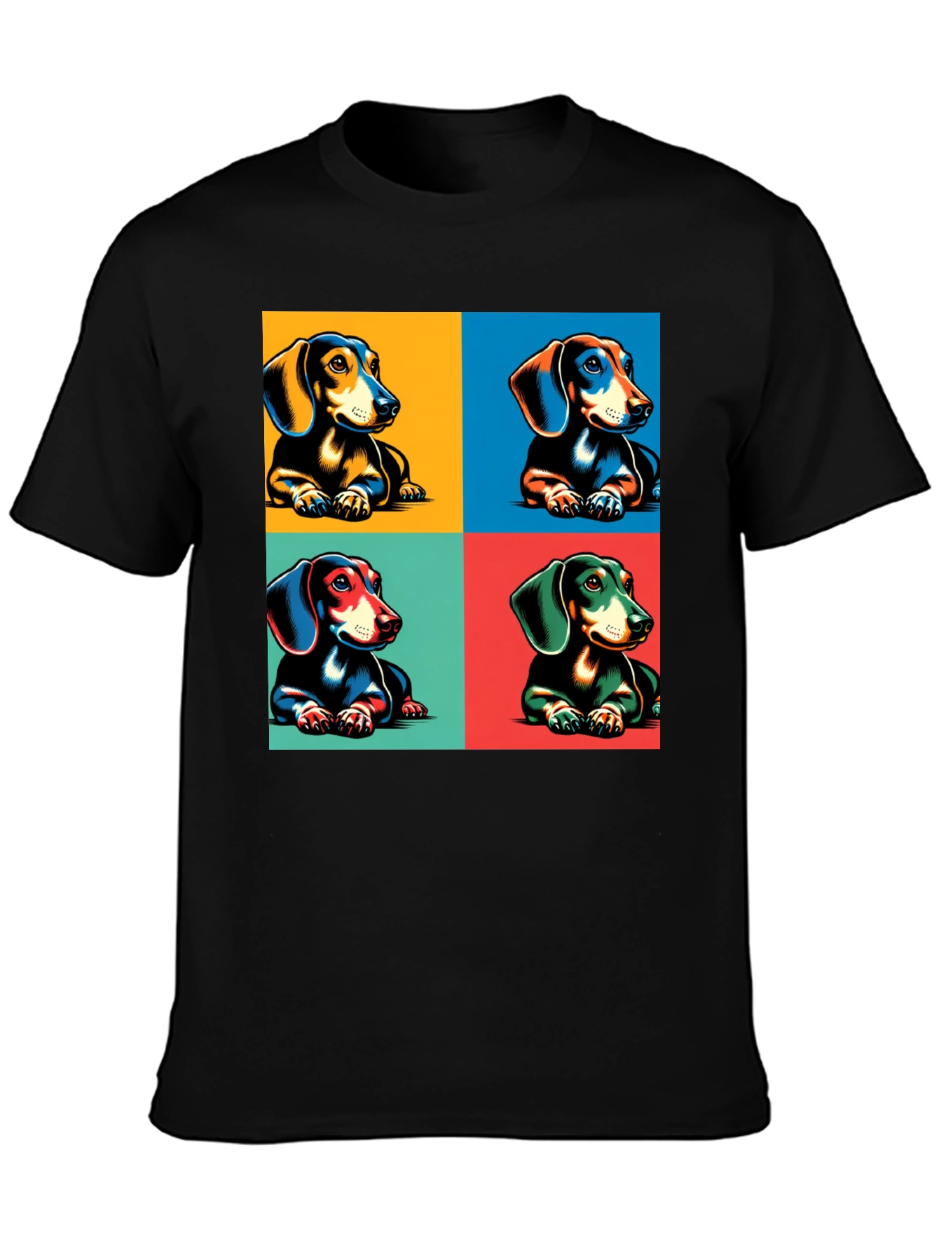 Dachshund Pop Art T-Shirt - Black