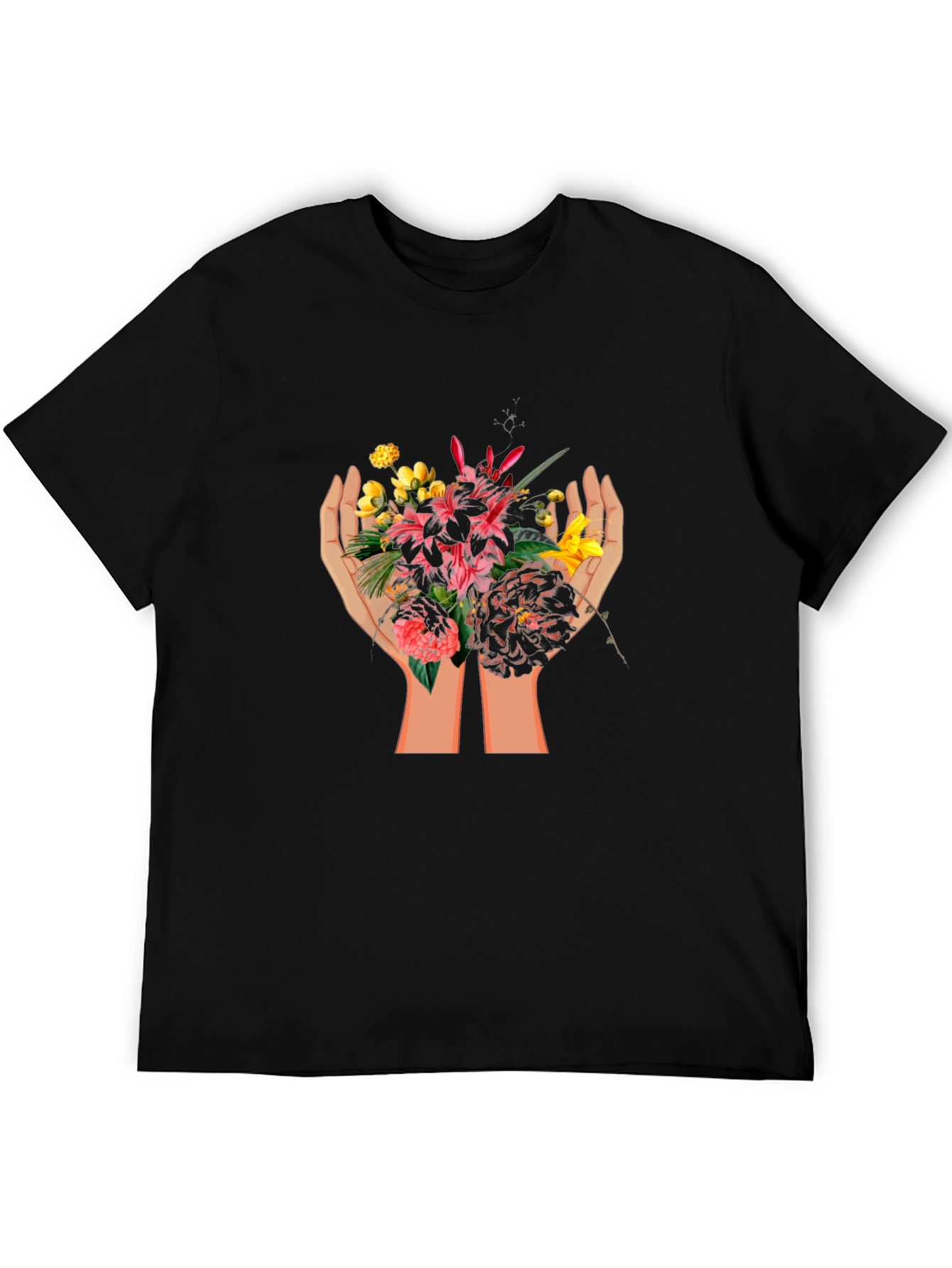 Floral Hands Graphic T-Shirt - Unisex Cotton Tee