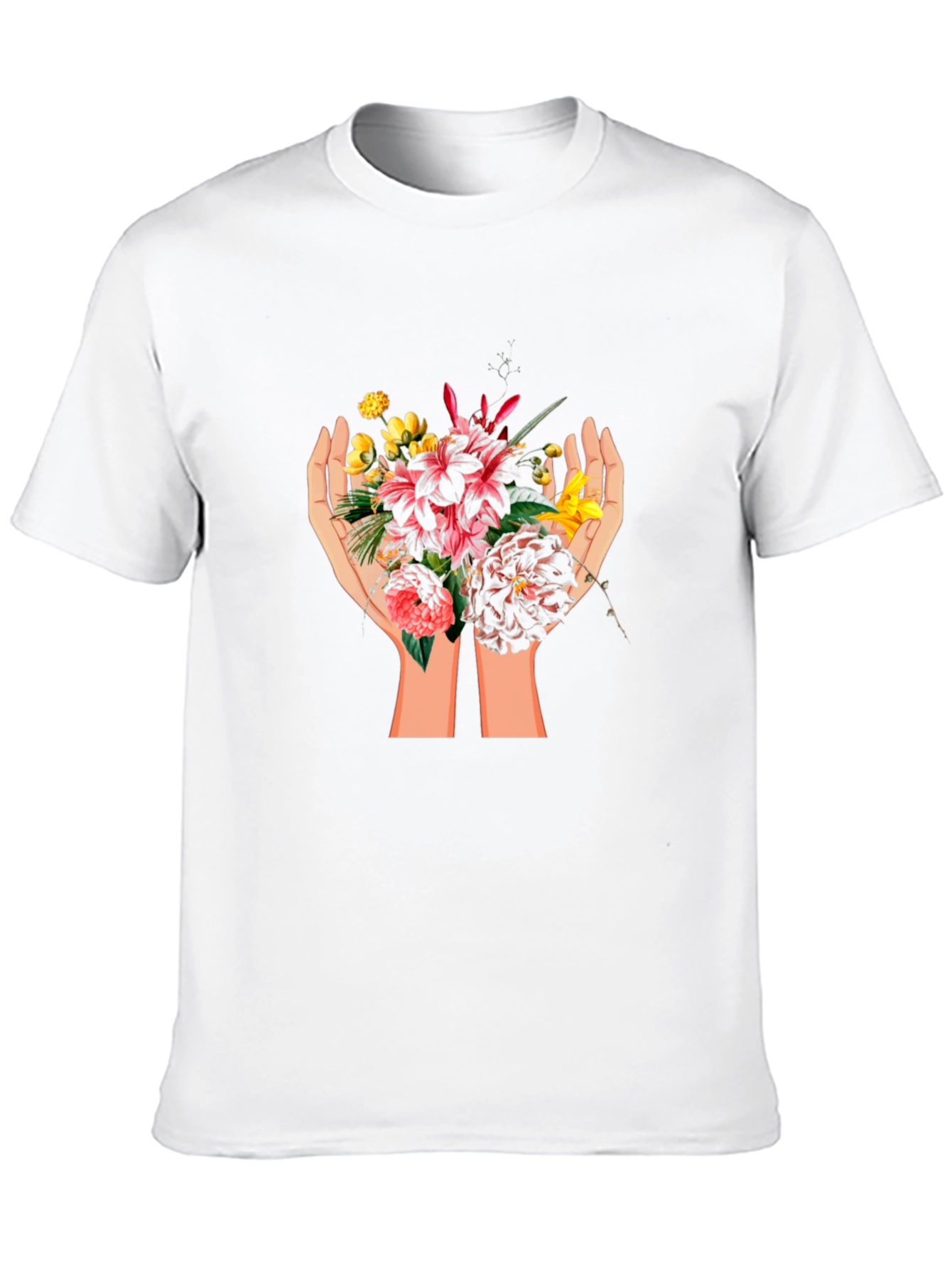 Floral Hands Graphic T-Shirt - Unisex Cotton Tee