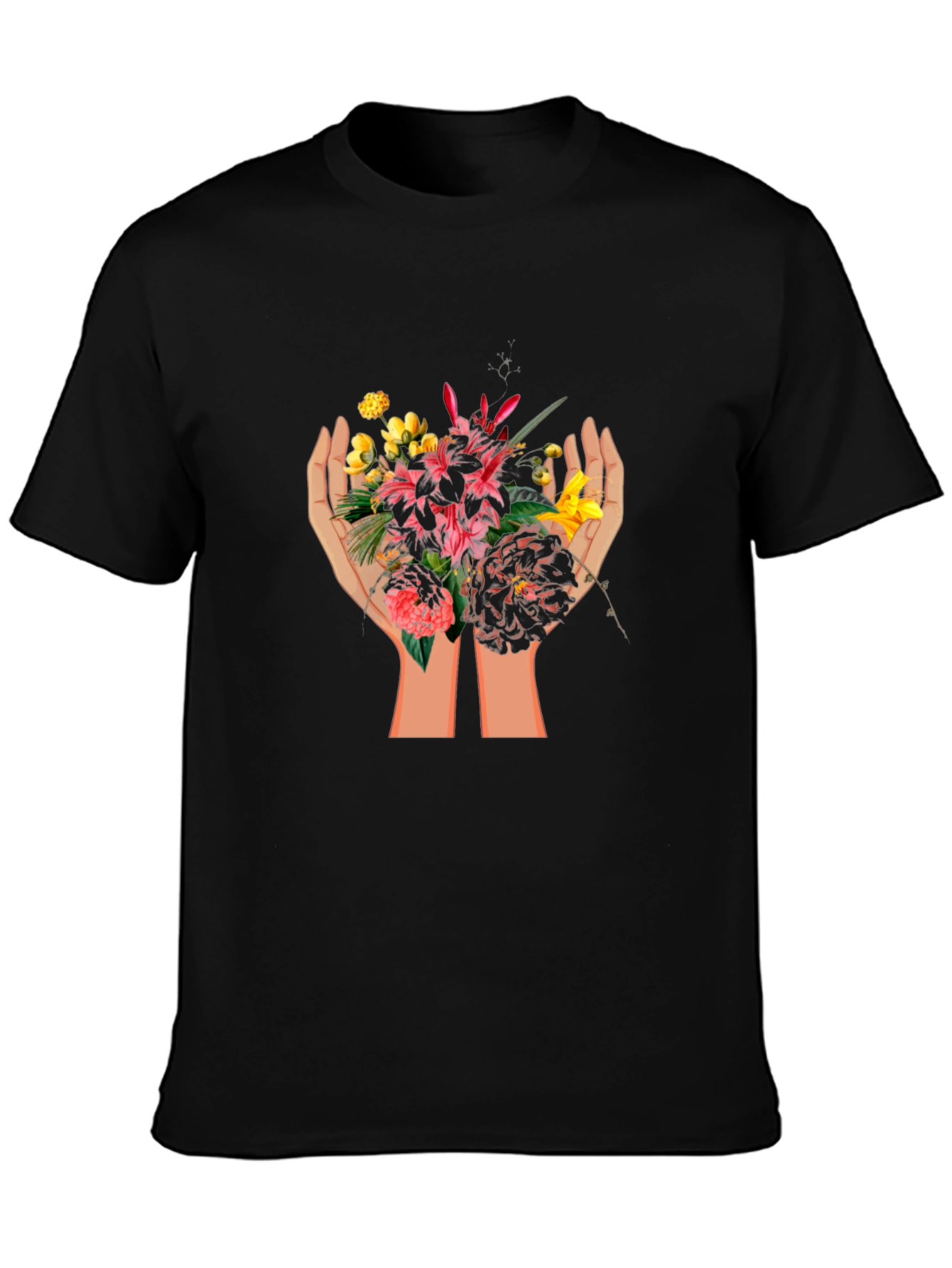Floral Hands Graphic T-Shirt - Unisex Cotton Tee