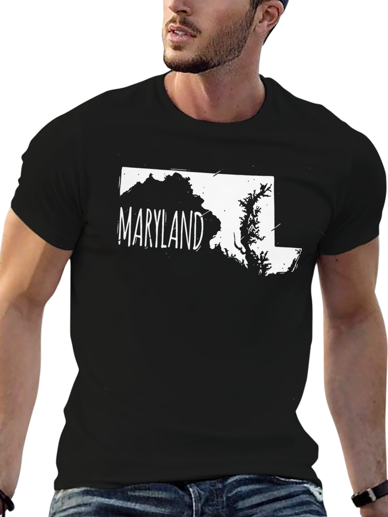 Maryland State Map Graphic Print T-Shirt