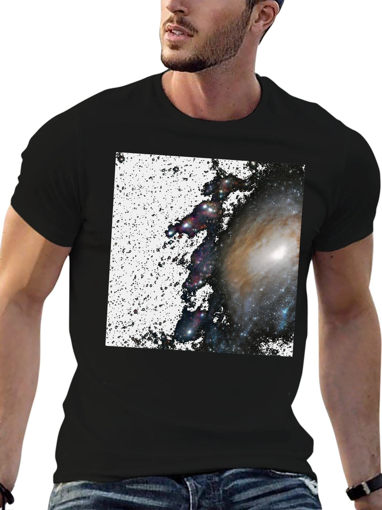 Galaxy Print Black T-Shirt