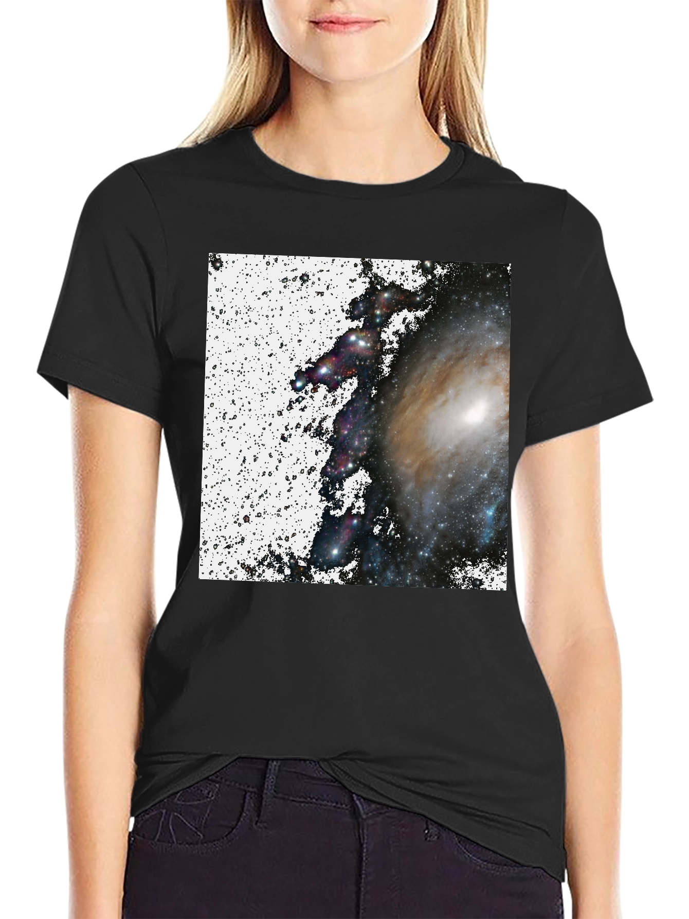 Galaxy Print Black T-Shirt