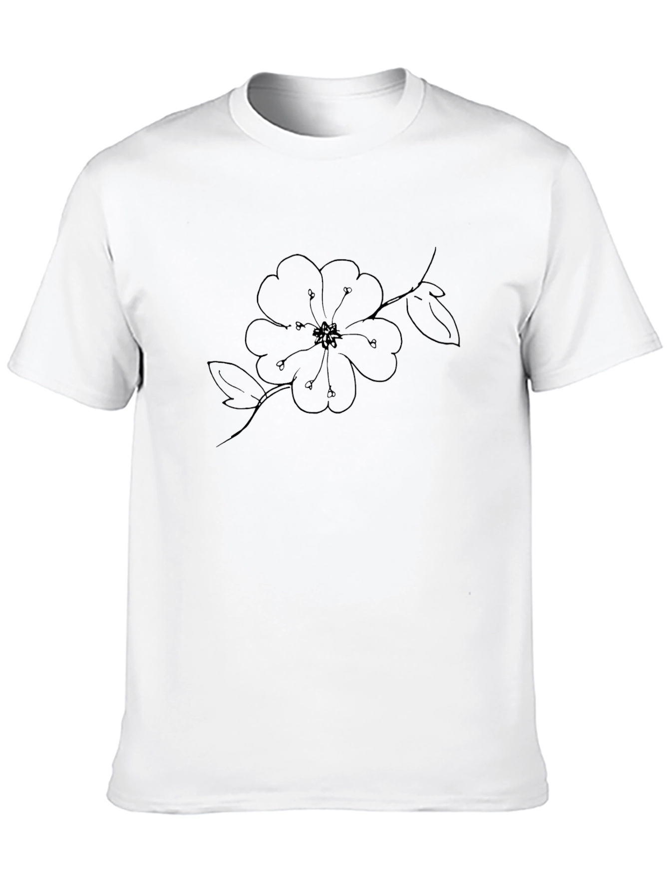 Black Floral Line Art Graphic Tee