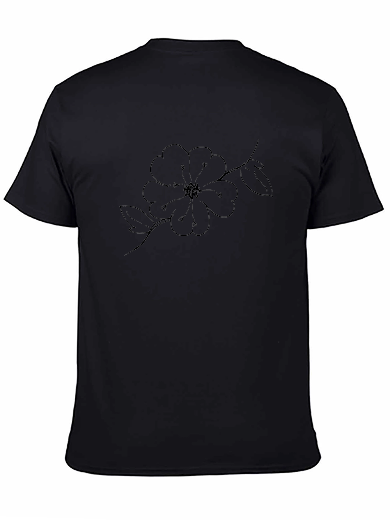 Black Floral Line Art Graphic Tee