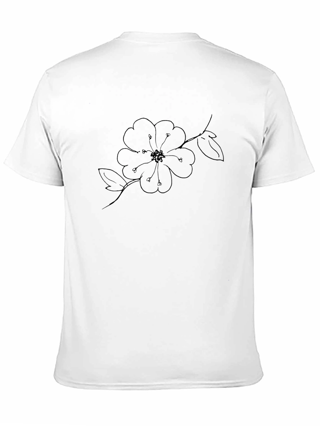 Black Floral Line Art Graphic Tee