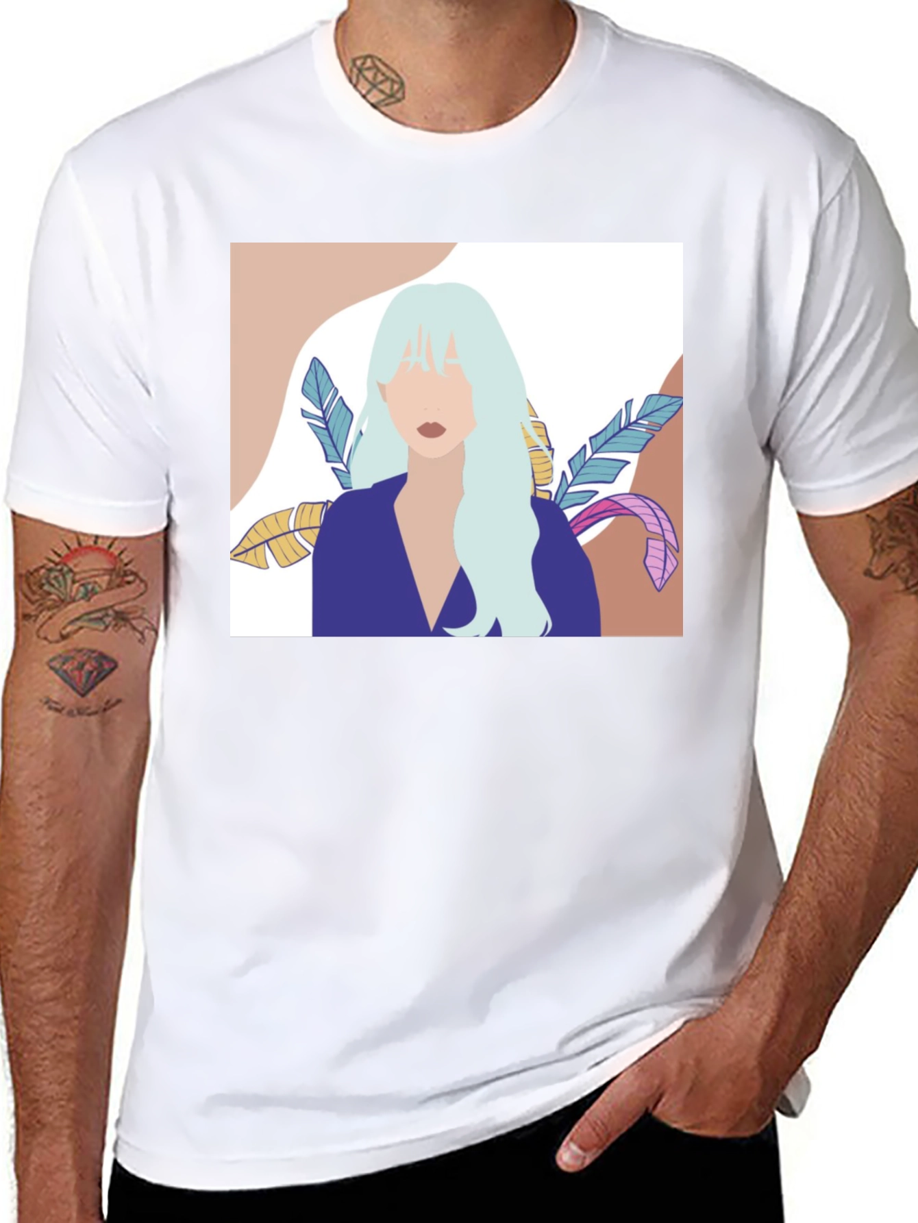 Abstract Woman Portrait Graphic T-Shirt - Black