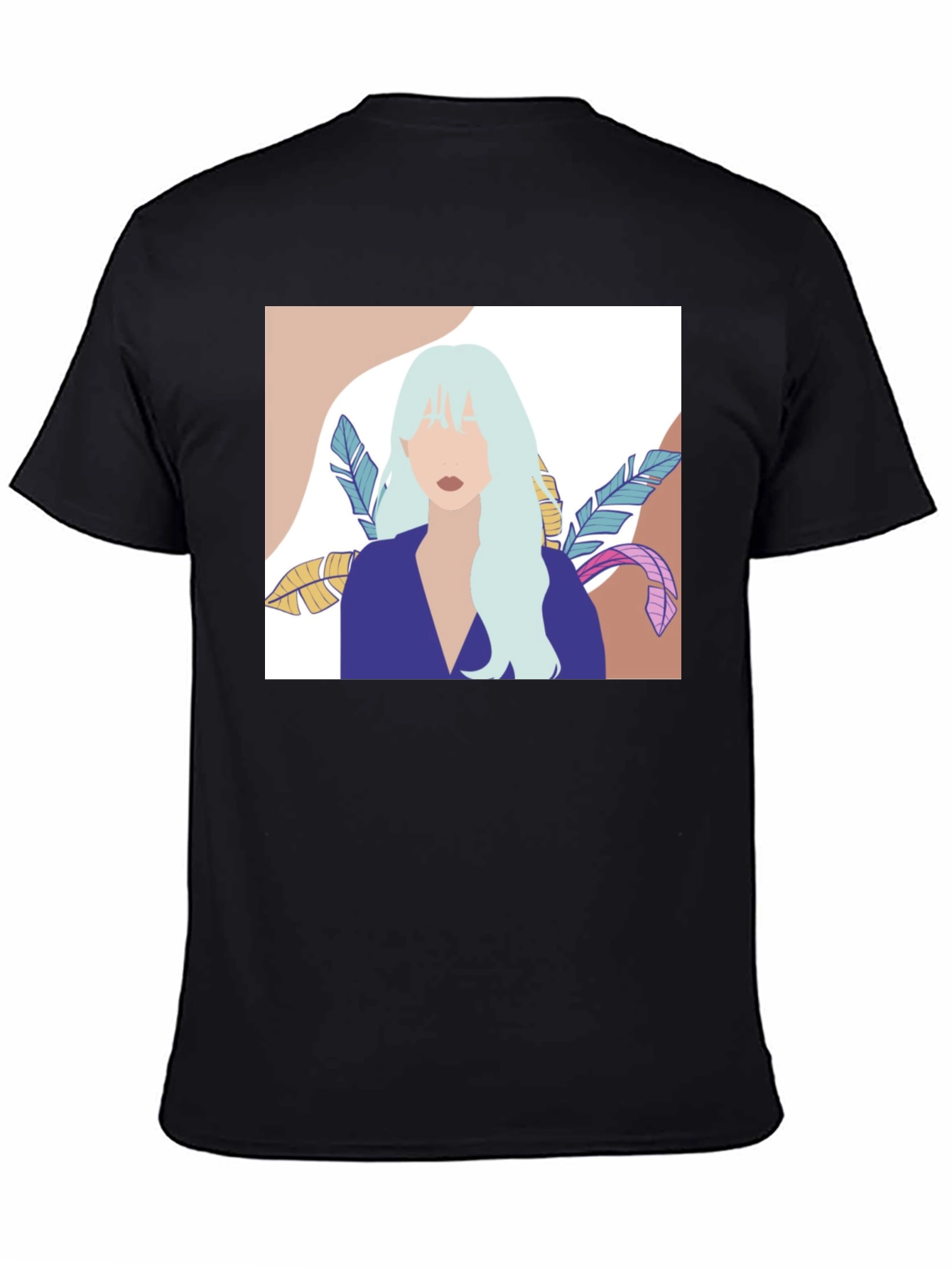 Abstract Woman Portrait Graphic T-Shirt - Black