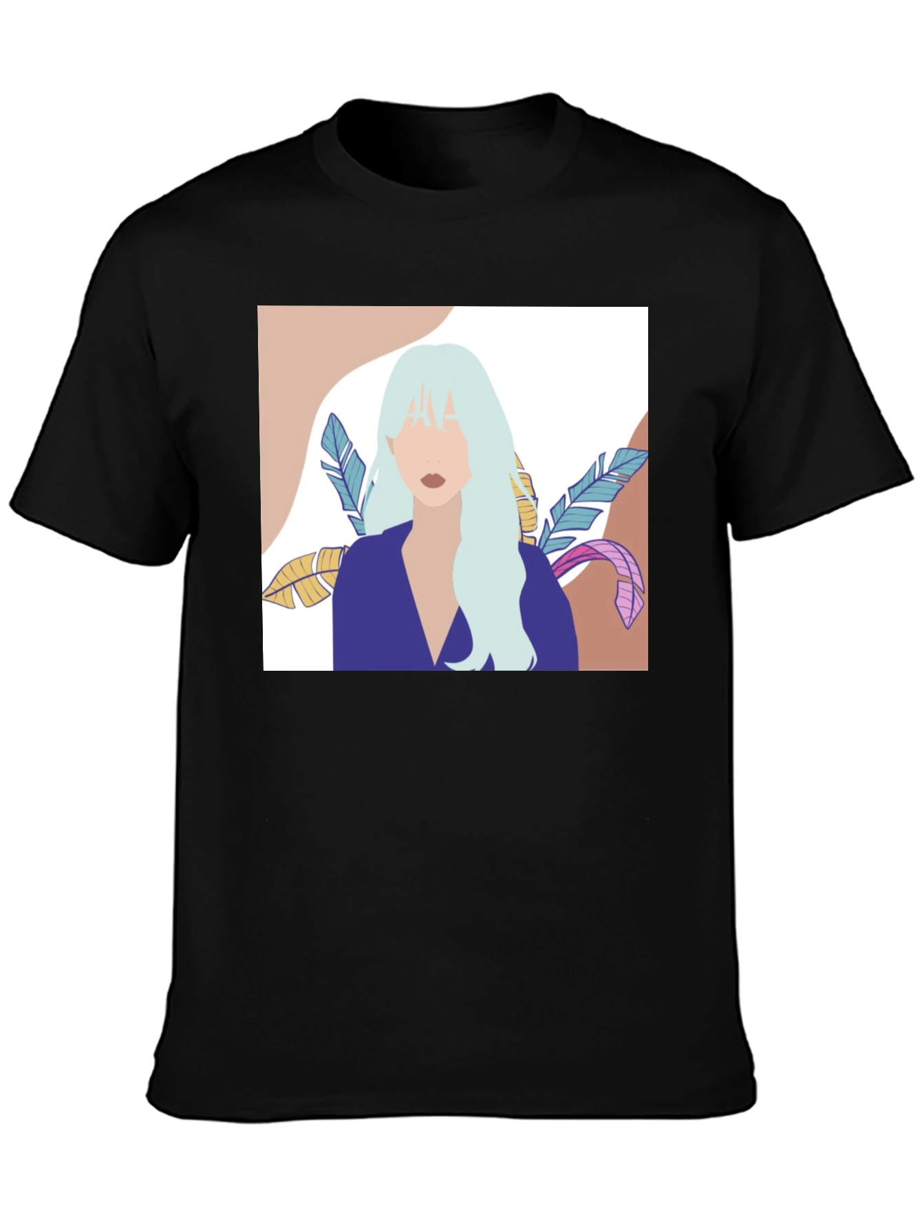 Abstract Woman Portrait Graphic T-Shirt - Black