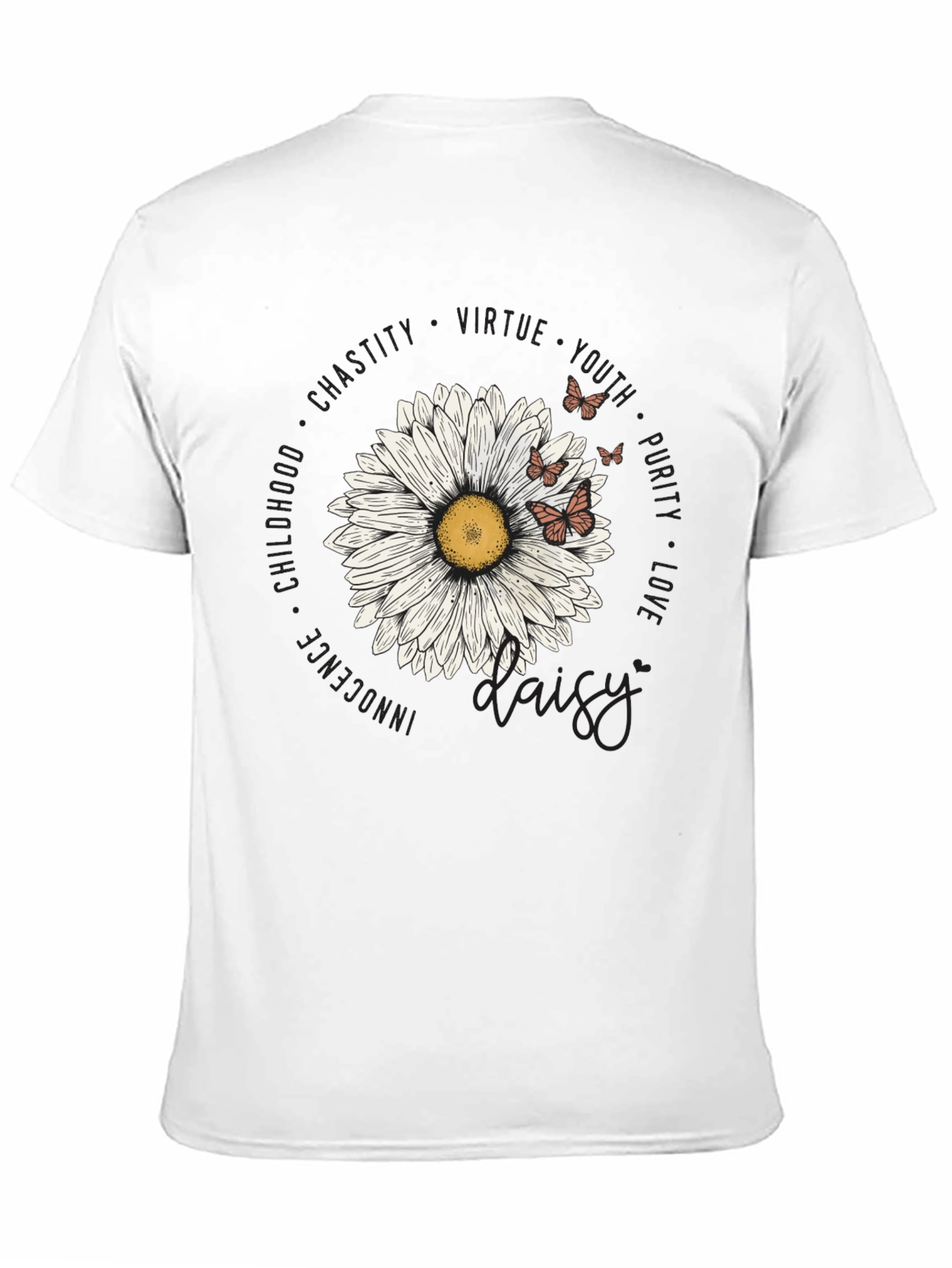 Daisy Floral Print Black T-Shirt