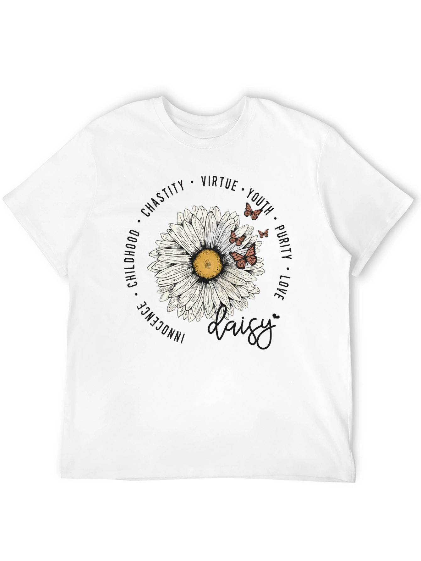 Daisy Floral Print Black T-Shirt